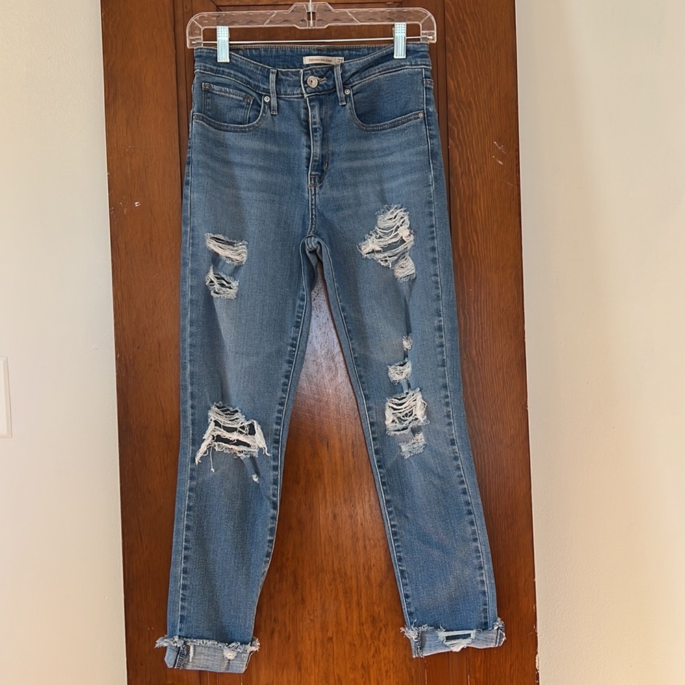 Levi’s 721 High Rise Ripped Skinny jeans size 27 - Picture 5 of 9